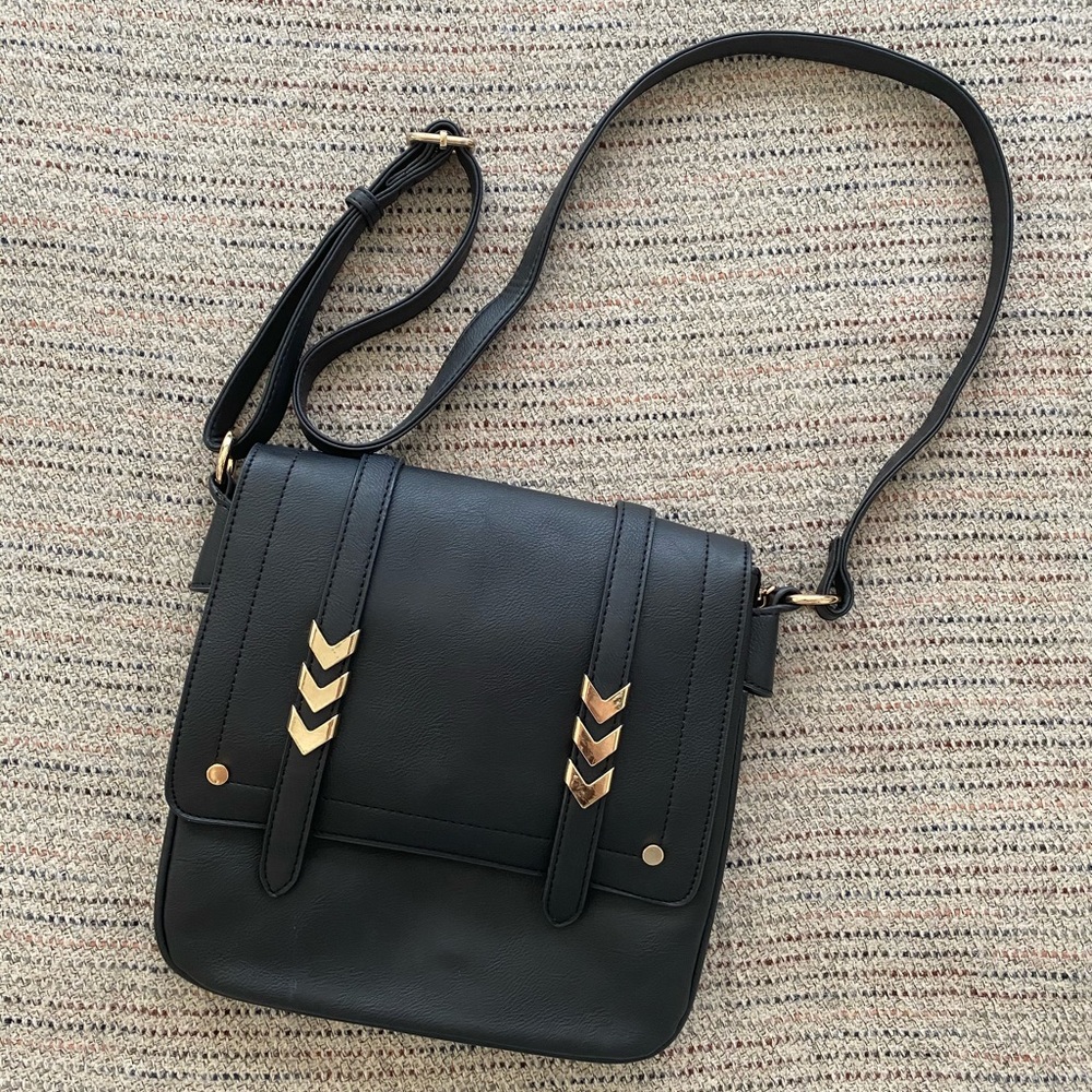 Black Leather Crossbody Bag
